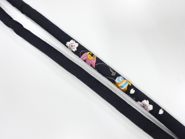 正絹　刺繍　撚り房　丸くげ